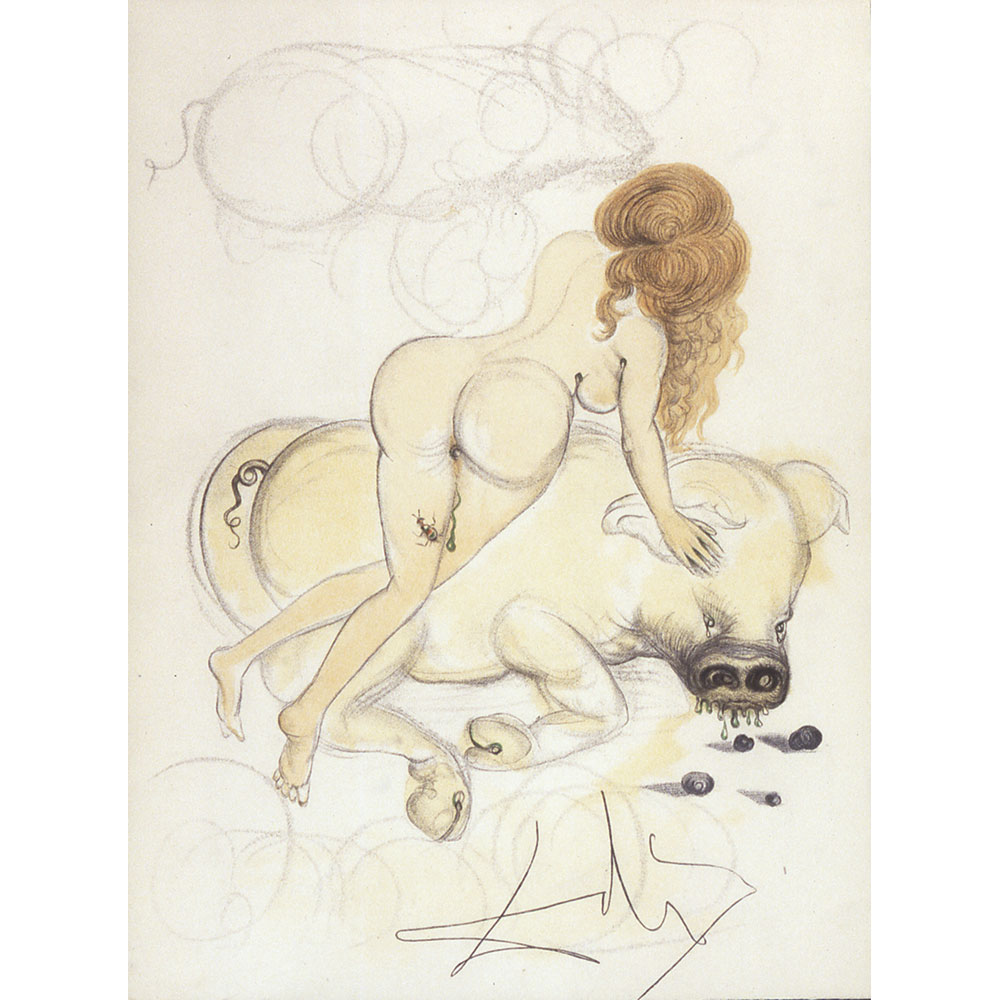Salvador dali erotic sketch lithograph